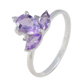 Lakshmi crown ring purple with silver band and purple gemstone petals in floral design